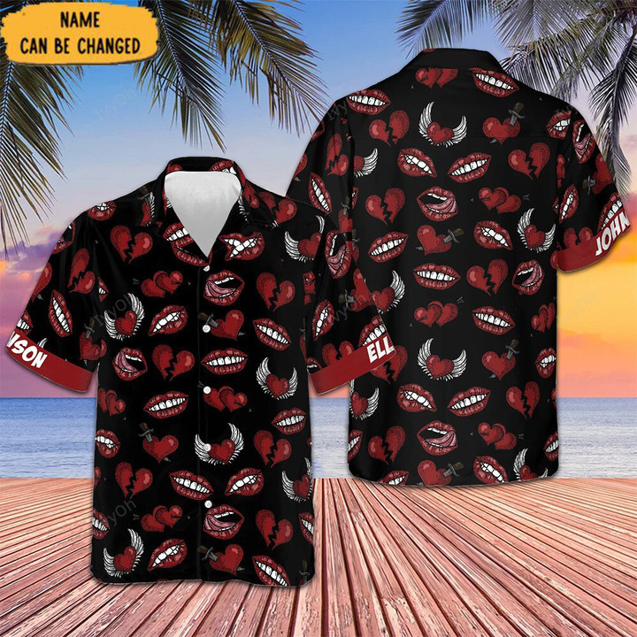 Custom Valentine Heart Hawaiian Shirt Personalized Valentines Gifts For Boyfriend