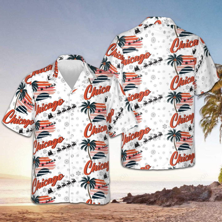 Chicago Winter Reindeer Christmas Hawaiian Shirt Chicago Themed Gifts For Him