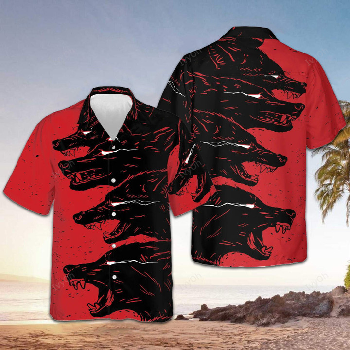 Dangerous Black Wolf Hawaiian Shirt Mens Themed Wolf Button Up Shirt