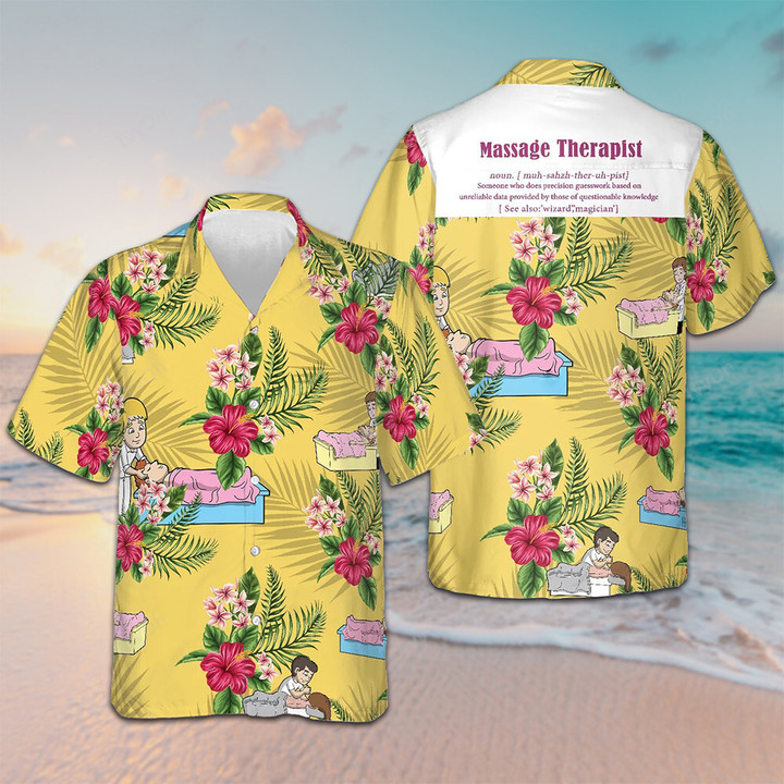 Massage Therapist Hawaiian Shirt Vacation Button Up Shirt Gifts For Massage Therapist Men's