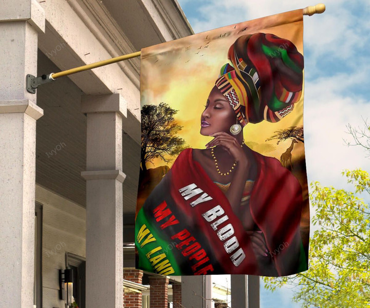 Black Woman My Blood My People My Land Flag Pride Of Beautiful Black Girls Gifts For Black