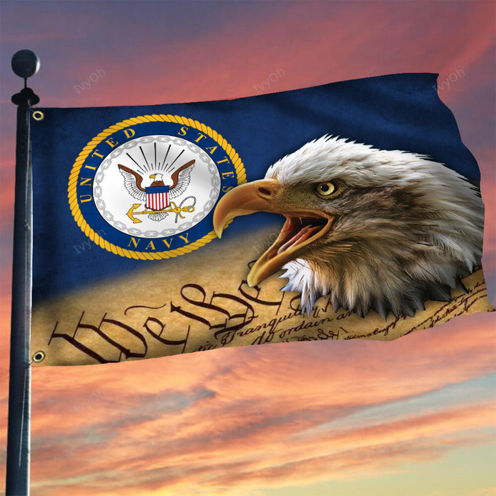 Bald Eagle United States Navy Flag We The People USN Emblem Patriotic Flags And Banners