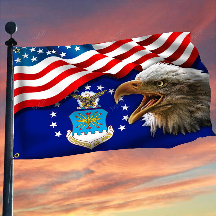 Bald Eagle US Air Force Flag American Flag Proud USAF Fourth Of July Yard Decorations