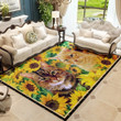 Couple Cats With Sunflowers Rectangle Rug Gift For Cat Lover