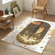 Cat With Leaves Rectangle Rug Gift For Cat Lover
