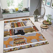 Cats On Book Shelf Rectangle Rug Gift For Cat Lover
