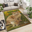 Two Cats With Bird Rectangle Rug Gift For Cat Lover