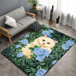 Turkish Angora Cat Hydrangeas Rectangle Rug Gift For Cat Lover, Living Room & Outdoor Area Rug