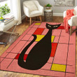 Black Cat Rectangle Rug Gift For Cat Lover