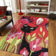 Cat With Flower Rectangle Rug Gift For Cat Lover