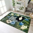 Cats With Flowers Rectangle Rug Gift For Cat Lover, Living Room & Outdoor Area Rug