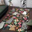 Cat With Roses Rectangle Rug Gift For Cat Lover Highlight For Home, Living Room & Outdoor Area Rug