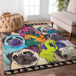 Colorful Pug Large Area Rugs Highlight For Home, Living Room & Outdoor Area Rug