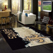 Football Fanatic's Living Room Lair With New Orleans Saints Rug Edition.