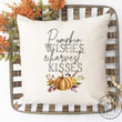 Pumpkin Wishes & Harvest Kisses w Orange Pumpkin Pillow Cover - Fall / Autumn Pillow Cover