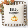 Hello Pumpkin Pillow Cover with Orange Pumpkin - Autumn / Fall Pillow Cover