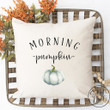 Morning Pumpkin w Blue Pumpkin Pillow Cover - Fall / Autumn Pillow Cover