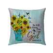 Bible Verse Pillow - Jesus Pillow - Sunflower, Hummingbirds Pillow - Gift For Christan - Psalm 46:10 Be Still & Know That I Am God Throw Pillow