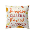 Pumpkin, Autumn Leaf Pillow - Gift For Christan, Thanksgiving Day - Pumpkin kisses and harvest wishes Throw Pillow