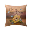 Jesus Pillow - Sunflower Cross Blue Butterfly Pillow - Gift For Christian - Rise up and pray Throw Pillow