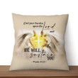 Bible Verse Pillow - Jesus Pillow - Hand Of God, Cross Pillow - Gift For Christan - Psalm 55:22 Cast your burden upon the Lord Throw Pillow