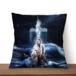 Jesus Pillow - Christian, Cross, Ocean Pillow - Gift For Christian - Jesus Outstretched Hands Saves Pillow