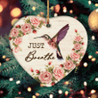 Jesus Heart Ceramic Ornament -Hummingbird, Red roses - Christian Gift For Christmas - Just breathe