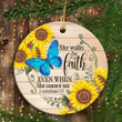 Jesus - Jesus Circle ceramic Ornament - Butterfly, Sunflower, Bible Verse - She Walks By Faith - Gifts For Religious Christian, Gifts For Bible Lover, Gifts For Butterfly Lover, Gifts For Home Decor