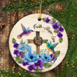 Jesus And Hummingbird - Circle Ceramic Ornament - Hummingbird And The Wooden Cross, Faith Love Hope - Gift For Religious Christian