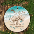 Christmas Ornament Gifts For Couple, Spouse, Lover, Turtles Couple Circle Ceramic Ornament, Life Gave Me The Love Of You