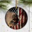 Rottweiler - Circle Ceramic Ornament - Awesome Rottweiler and the US Flag - Christmas Gift for Rottweiler Lover