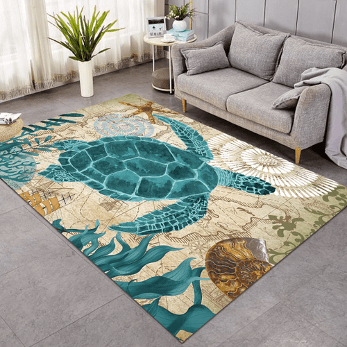 Animal Sea Turtle Summer Beach Large Area Rugs Highlight For Home, Living Room & Outdoor Area Rug