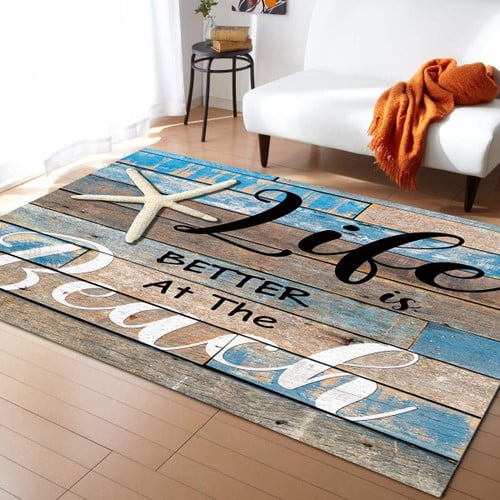 Life is Better at The Beach Starfish Large Area Rugs Highlight For Home, Living Room & Outdoor Area Rug
