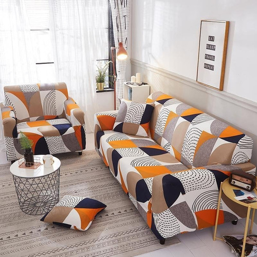 Modern Orange Wrapped Universal Stretch Sofa Cover