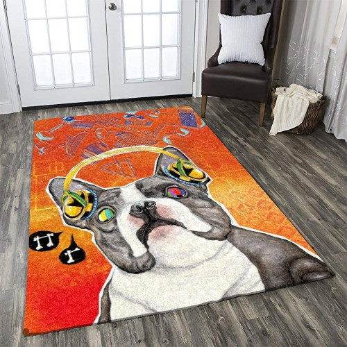 Colorful Headphone Pug Diary Large Area Rugs Highlight For Home, Living Room & Outdoor Area Rug