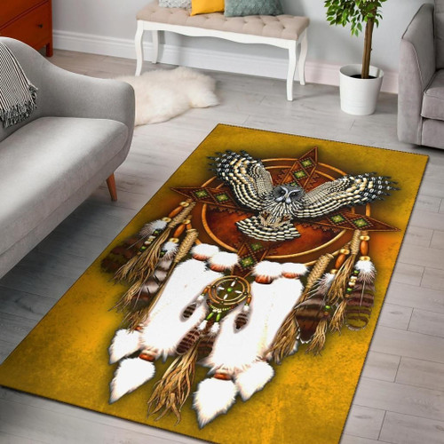 Yellow Owl Dreamcatcher Large Area Rugs Highlight For Home, Living Room & Outdoor Area Rug