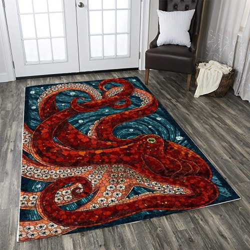Red Octopus Large Area Rugs Highlight For Home, Living Room & Outdoor Area Rug
