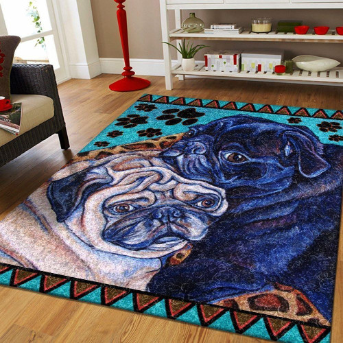 Abstract Blue Pug Large Area Rugs Highlight For Home, Living Room & Outdoor Area Rug