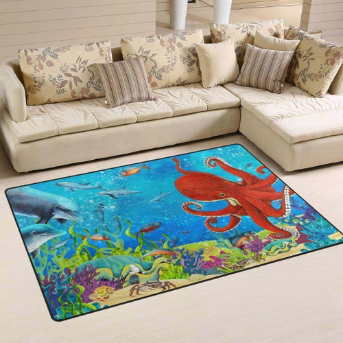 Cartoon Oceanic Large Area Rugs Highlight For Home, Living Room & Outdoor Area Rug
