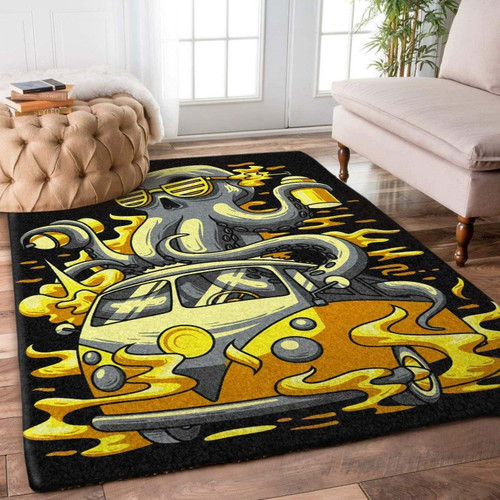 Golden Octopus Large Area Rugs Highlight For Home, Living Room & Outdoor Area Rug