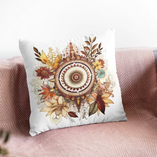 Boho Home Decor Mandala Pattern Throw Pillow, Meditation Pillow
