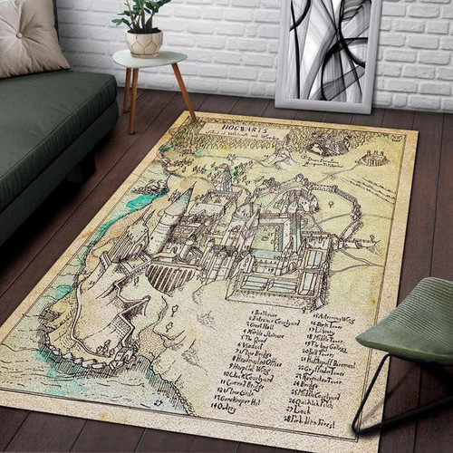 Hogwarts Ancient Map Large Area Rugs Highlight For Home, Living Room & Outdoor Area Rug