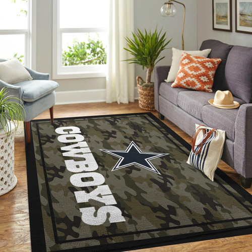 Camo Camouflage Dallas Cowboys Large Area Rugs Highlight For Home, Living Room & Outdoor Area Rug