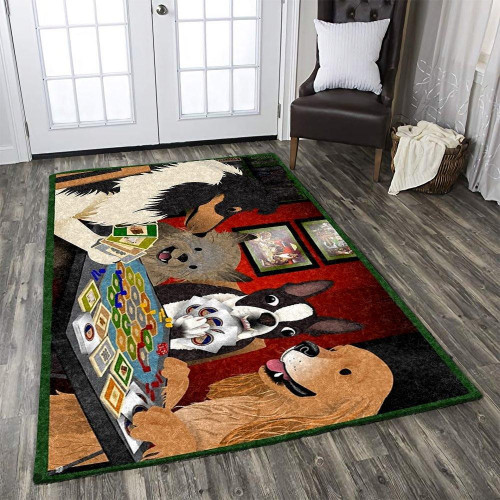 Card Playing Gambler Dog Large Area Rugs Highlight For Home, Living Room & Outdoor Area Rug