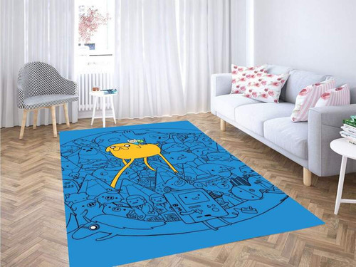 Blue Doodle Adventure Time Large Area Rugs Highlight For Home, Living Room & Outdoor Area Rug