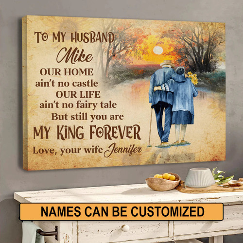 Personalized Gift For Husband Landscape Canvas - Couple Canvas - Custom Gift For Couple, Spouse, Lover - You Are My King Forever Landscape Canvas