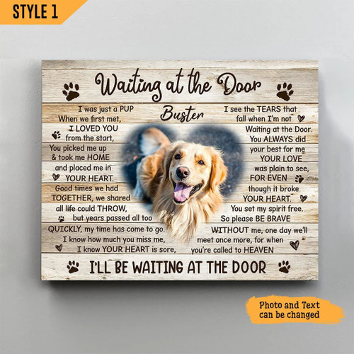 Dog Cat Landscape Canvas - Personalized Dog Cat Memorial Canvas - Custom Gift For Dog Cat Lovers - I'll Be Waiting At The Door Landscape Canvas