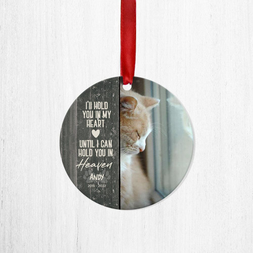 Custom Photo I'll Hold You In My Heart Dog Cat Wood Ornament