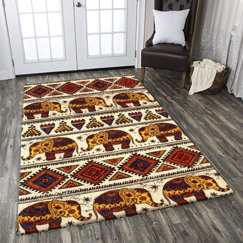 Red Boho Elephant Large Area Rugs Highlight For Home, Living Room & Outdoor Area Rug