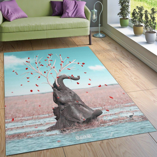 Abstract Elephants Tree Large Area Rugs Highlight For Home, Living Room & Outdoor Area Rug